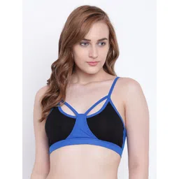 La Intimo Black & Blue Colourblocked Non-Wired Lightly Padded T-shirt Bra LIFBR003BK0-picture-12