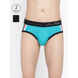 La Intimo Black & Teal Blue Comfort Fit Briefs - Pack Of 2-picture-25