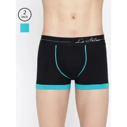 La Intimo Black & Teal Blue Comfort Fit Trunks - Pack Of 2-picture-14