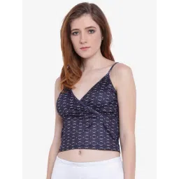 La Intimo Blue Printed Fash Melange Cropped Camisole-picture-36