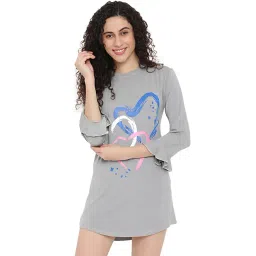 La Intimo Grey Printed T-Shirt-image-23