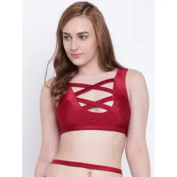 La Intimo Maroon Beach Bold Plunge Bra-image-49