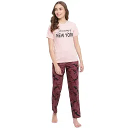 La Intimo Pink Printed T-Shirt With Pyjamas-image-22