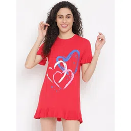 La Intimo Red Printed Longline Nightdress-picture-14