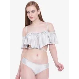 La Intimo Silver Solid Ruffle Buffle Bikini Bra & Panty-picture-33