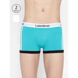 La Intimo Teal Blue & White Comfort Fit Striped Trunks - Pack Of 2-picture-22