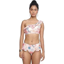 la intimo Tinkara One Shoulder Frill Tankini Top with Full Coverage Panty Two Piece Tankini Set for Women Swimwear Beachwear-picture-50