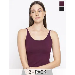 La Intimo Women Pack Of 2 Cotton Non-Padded Camisoles-picture-39