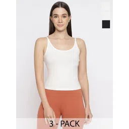 La Intimo Women Pack Of 3 Cotton Non-Padded Camisoles-picture-38