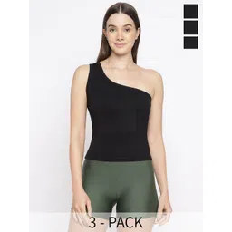 La Intimo Women Pack Of 3 Cotton Non-Padded One Shoulder Camisoles-picture-44