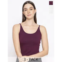 La Intimo Women Pack Of 3 Shoulder Strap Camisoles-picture-42