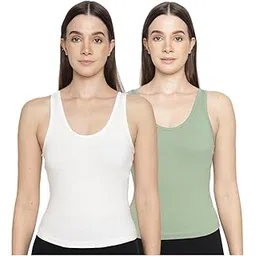 la intimo Women's Cotton Slip Spaghetti Tank Top Combo | Inner Camisole for Women Pack of 2-picture-55