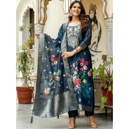 LA LILY Women Floral Regular Kurta with Trousers & With Dupatta-picture-10