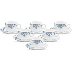 La Opala Diva, Opal Glass Crockery | Cup & Saucer Iris Regular, Set of 12 | Aster Blue, 160 ml | for Tea & Coffee | Microwave Safe | 100% Vegetarian | Extra Strong | Super Light | Super White-picture-14