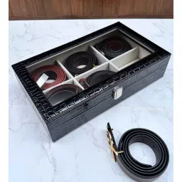 la trove Black Elegant 6 Slot Belt Pocket Square With Glass Top-picture-42