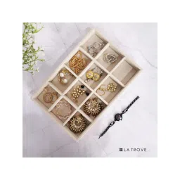 La Trove Luxury Velvet 12 Grid Organiser Jewellery Tray-picture-14