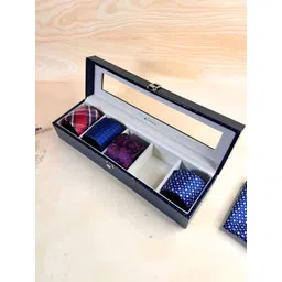 La Trove Men 5 Slot Blue Leather Tie Organizer Box for Wardrobe Closet-picture-22