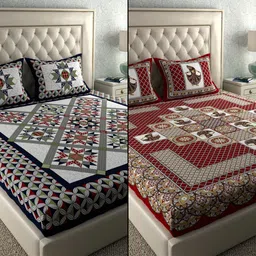 la verne 104 TC Cotton Double Geometric Flat Bedsheet-picture-25