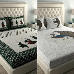 la verne 104 TC Cotton Double Jaipuri Prints Flat Bedsheet-picture-26