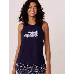 La Vie En Rose Blue Cotton Printed Camisole-image-13