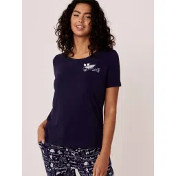 La Vie En Rose Blue Cotton Printed T-Shirt-picture-27