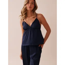 La Vie En Rose Blue Polyester Camisole-image-2