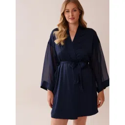 La Vie En Rose Blue Polyester Kimono-image-22