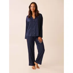 La Vie En Rose Blue Polyester Shirt with Pyjama-image-4