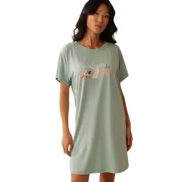 La Vie En Rose Blue Rabbit & Strawberry Printed Regular Fit Sleepshirt-image-1