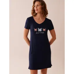 La Vie En Rose Blue Rayon Graphic Print Sleepshirt-picture-23