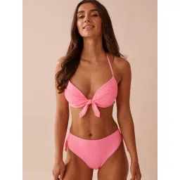 La Vie En Rose Fizzy Pink Polyester Solid Bikini Top-picture-10