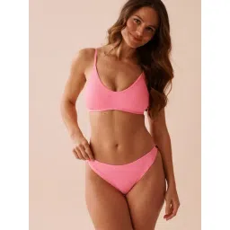 La Vie En Rose Fizzy Pink Polyester Solid Bikini Top-picture-14