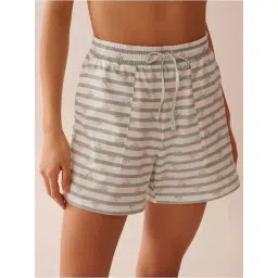 La Vie En Rose Green Cotton Regular Fit Striped Shorts-image-20