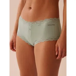 La Vie En Rose Green Super Soft Lace Trim Boyshort-picture-41