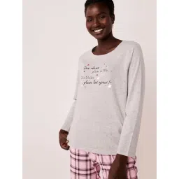 La Vie En Rose Grey Cotton Printed T-Shirt-picture-42