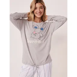 La Vie En Rose Grey Printed T-Shirt-picture-41