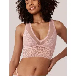 la Vie en Rose Lace and Mesh Racerback Long Bralette-picture-39