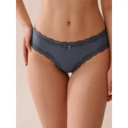 La Vie En Rose Microfiber And Lace Trim Cheeky Panty Blue-picture-17