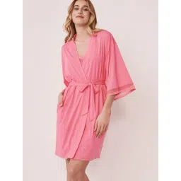 La Vie En Rose Pink V Neck Robe-picture-43