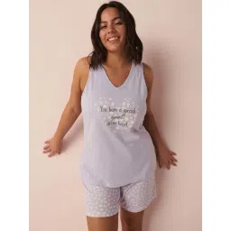 La Vie En Rose Purple Cotton Printed Camisole-picture-10