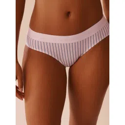 La Vie En Rose Purple Logo Elastic Band Striped Bikini Panty-picture-22