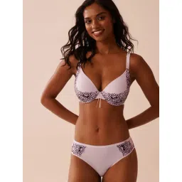 La Vie En Rose Purple Printed Lightly Lined Padded Full Coverage Sleek Back Bra-picture-19