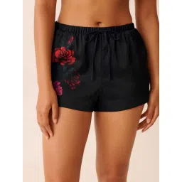 La Vie En Rose Red Rose Print Satin Shorts-picture-16