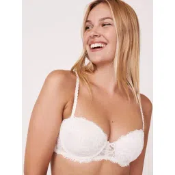 La Vie En Rose White Embroidered Demi Cup Bra-picture-33