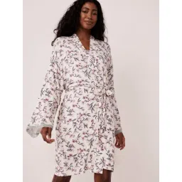 La Vie En Rose White Floral Print Robe-picture-24