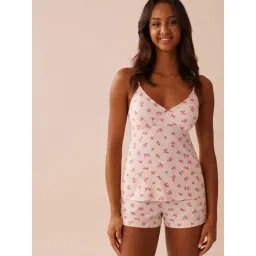 La Vie En Rose White Polyester Printed Camisole-picture-28