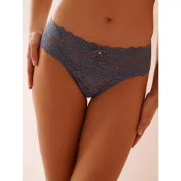 La Vie En Rose Wide Waistband Lace Thong Panty Blue-picture-14