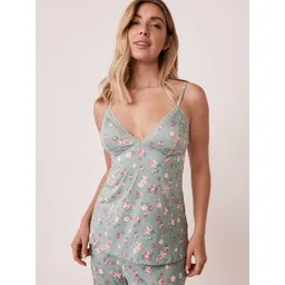 La Vie en Rose Women Green Printed Camisole-image-7