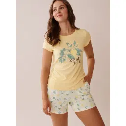 La Vie En Rose Yellow Polyester Graphic Sleepshirt-picture-48
