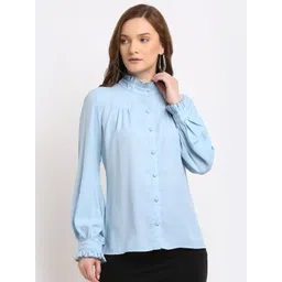 La Zoire Blue Georgette Shirt Style Top-picture-37